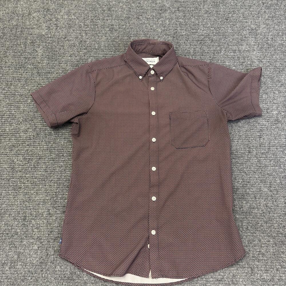 Mizzen+Main Shirt Mens Small Red Geometric Trim Fit Short Sleeve Leeward
